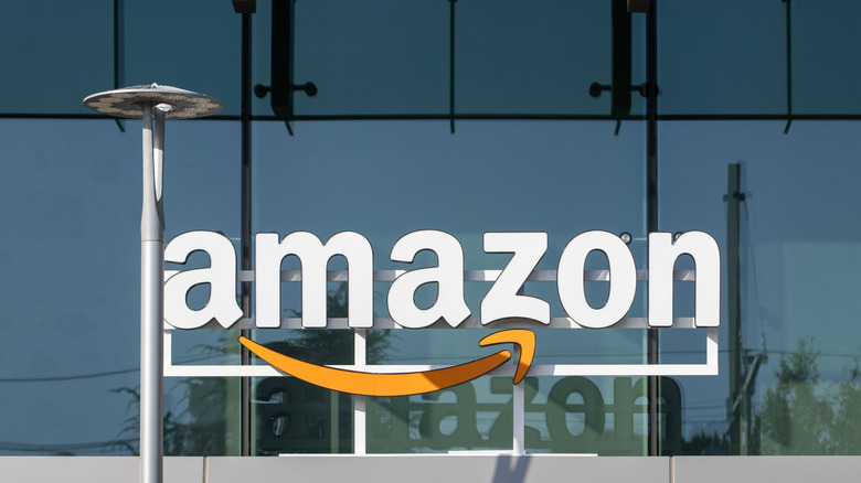 Amazon logo at its Palo Alto office building.